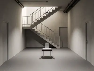 Between Doors Minimal Stairwell Interior Low-poly 3D model