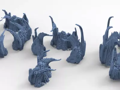 Druid staff Stones 4 versions  3D model