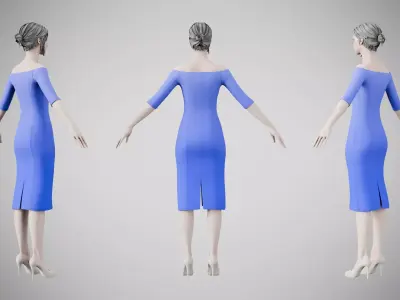 Dress 14 Very Light Blue Low-poly 3D model