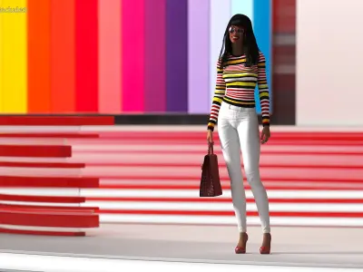 Fashionable Style Teenage Light Skin Black Girl Rigged for Maya 3D model