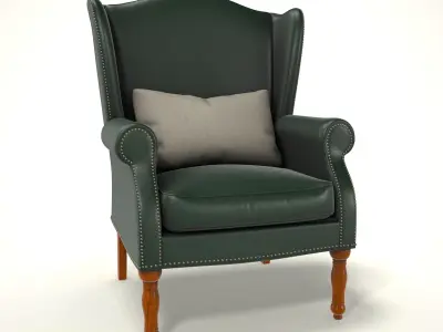 wingback chair fhouse 015 Low-poly 3D model