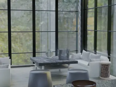 glass house design Low-poly 3D model