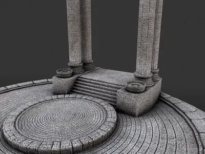 Ancient Circular Stone Platform Altar 2 Low-poly 3D model
