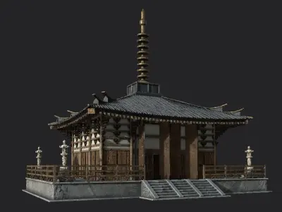 japanese house-PBR Low-poly 3D model Low-poly 3D model