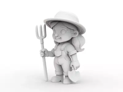 Cartoon Farmer Girl 3D Printable 3D print model