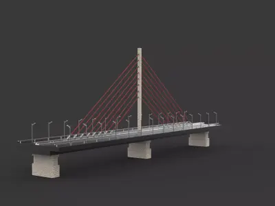 Single suspended bridge 3D model