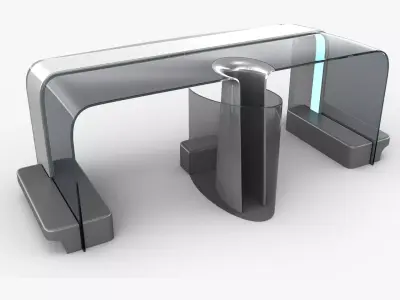 Modern Bus Stop7 Low-poly 3D model