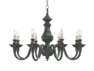 Late 20th Century Verdigris Finish Eight Arm Chandelier 3D model