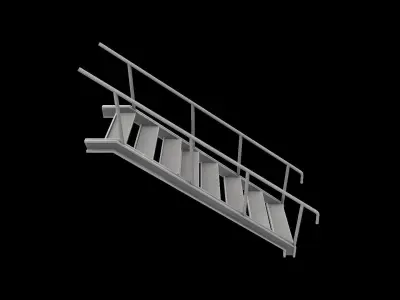 Stair metal staircase Low-poly 3D model