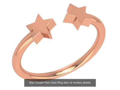 4 Dual End Light Wieght Minimilist Plain Gold Ring 3dm stl 3D Model Pack