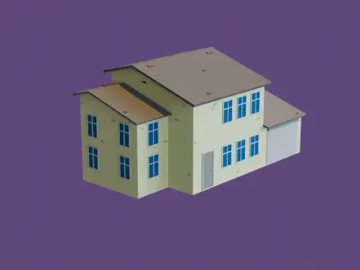 Cartoon Houses Low-poly 3D model