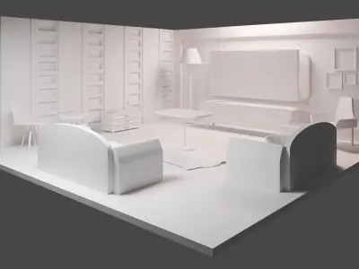  LIVING ROOM Low-poly 3D model
