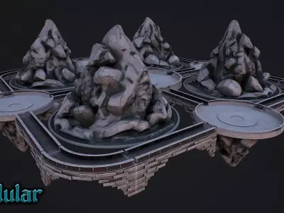 Fantasy Fight Arena 1 modular 3d model Low-poly 3D model