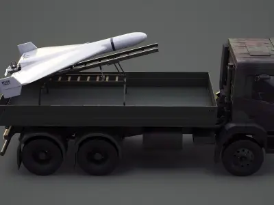  Military Transport Truck with Drone Launcher Geran-2 White 