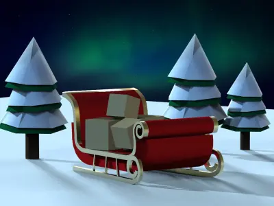 Lapland iceberg with christmas village Low-poly 3D model
