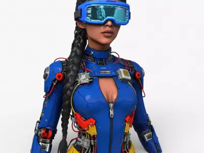 Cybernetic Girl Visor High Detail 3D model