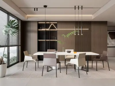 Dining room Dining interior Dining table 41 3D model