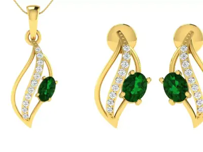 Earring Pendant Set 3dm STL OBJ FBX Render Details 3D print model 2