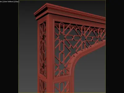 Mashrabiya 3 wooden frame with intricate design 3D model