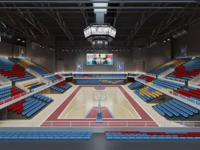 Indoor Basketball Arena 3D Model Low-poly 3D model