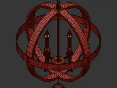 REFINED WOOD GLOBE CHANDELIER 3D model