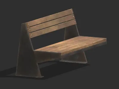 Bench 06 Low Poly PBR Realistic Low-poly 3D model