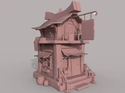 LowPoly Stylized Large House Low-poly 3D model