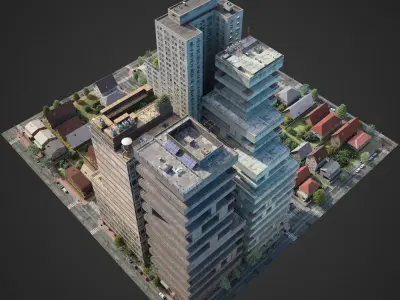 Realistic City District C27-R26 3D model