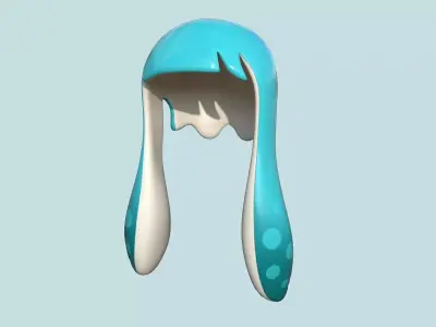 Inkling Hair 05 Light Blue - Splatoon Character Design Low-poly 3D model