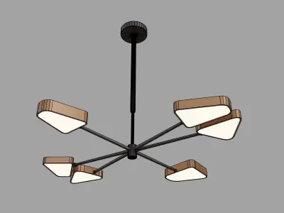 Staggered Glass 6 Light Chandelier Low-poly 3D model