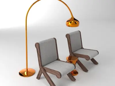Armchair And Light 3D model