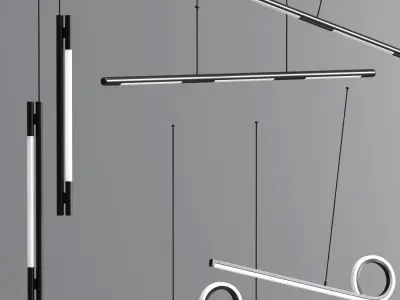 Counterpoint Led Linear Pendant Collection 3D model