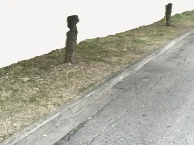 Piece of a ruined urban city street with small cracks  3D model