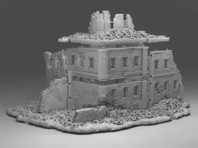 Destroyed administrative building 3D print model