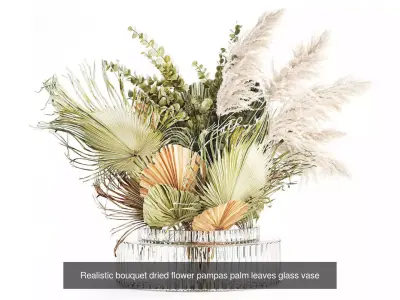 Collection 19 pcs bouquets dried flowers branches lavender set 3D Model Pack