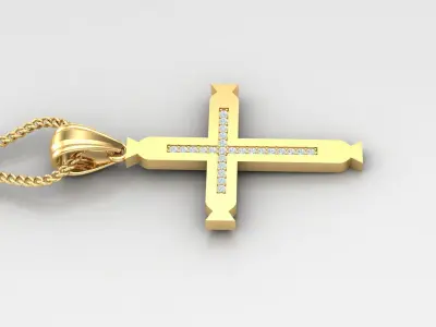 High Cross Pendant Light Gold 18K 4CP007 3D print model