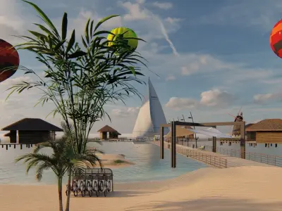 Beach resort designed in Revit 2021 and lumion 10 3D model