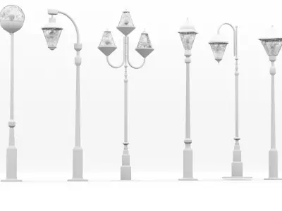 street lamp medieval Low-poly 3D model