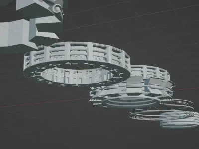 sci-fi mech compontent circular kitbash 3D model 3D print model
