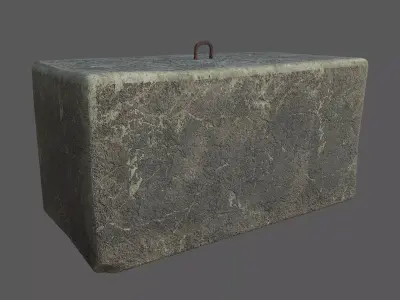 Concrete block 1x2x1 meters Low-poly 3D model