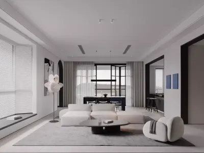 Modern style living room 3D model