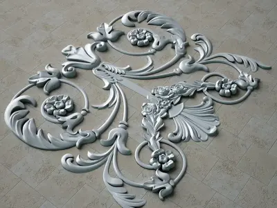 Architectural plaster ceiling carving 3D model