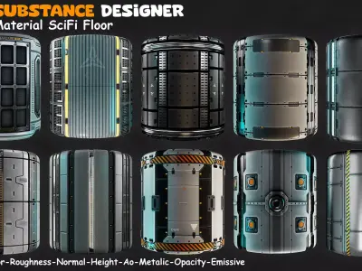 10 Material Scifi Floor Hardsurface Texture