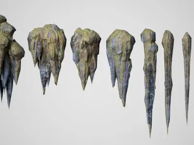 27 Low poly Cave Stalactites - 250208 Low-poly 3D model