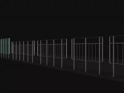 Fencing of city streets Low-poly 3D model