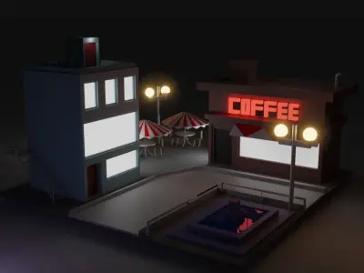 City Block Low-poly 3D model