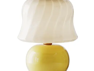 Cream Mushroom Vintage Style Murano Table lamp 3D model
