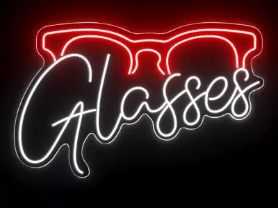 Glasses Neon Sign 3D model