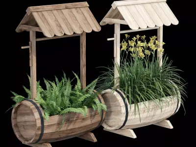 Litteral Wood Barrel Planter 3D model