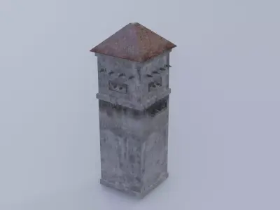 Old railway transformer station Low-poly 3D model